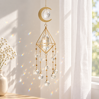 Crystal Moon Suncatcher Hanging Ornament